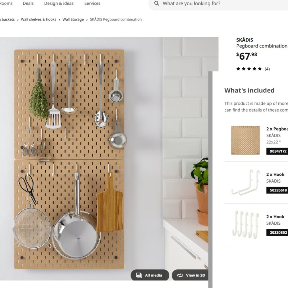 Ikea SKÅDIS Pegboard $100 bundle with FREE Items and extra accessories